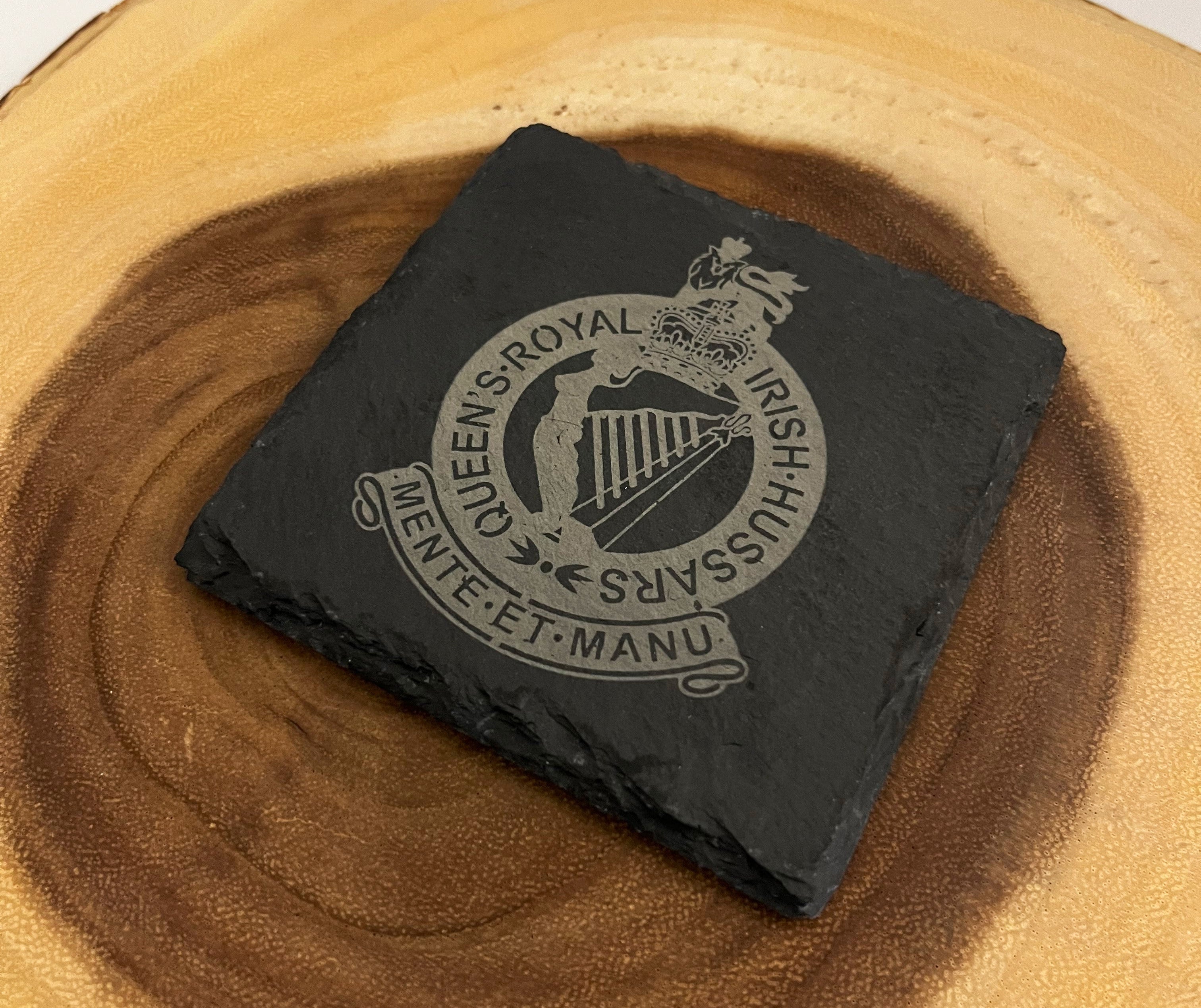 Royal Irish Hussars Etched Slate Coaster